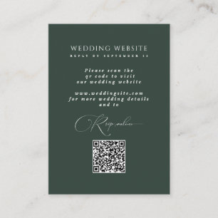 Forest Green Reply QR Code Wedding Website RSVP  Enclosure Card