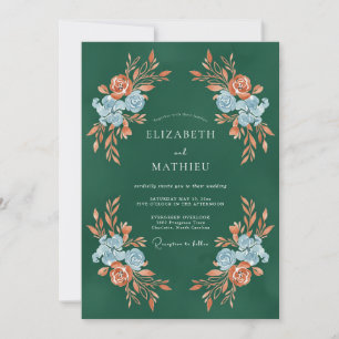 Forest Green Rich Autumnal Wedding Invitation