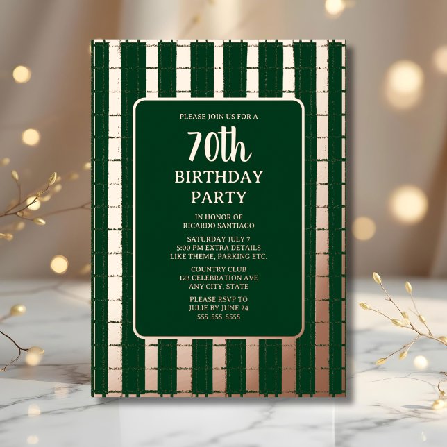 Forest Green Rose Gold 70th Custom Birthday Party  (Creator Uploaded)