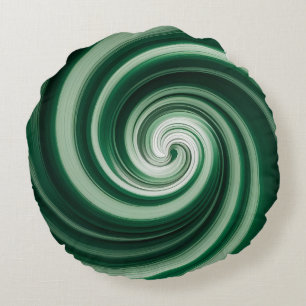 Forest Green Round & Round AI art Cushion