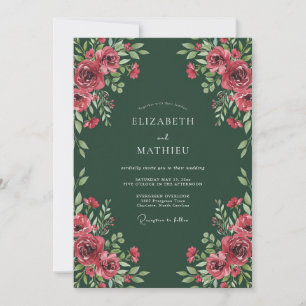 Forest Green Royal Floral Wedding Invitation