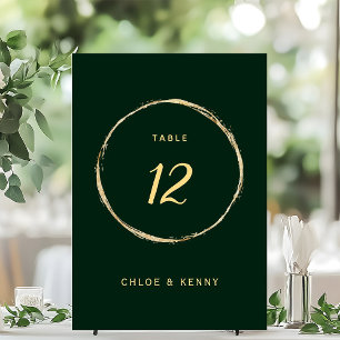 Forest Green Rustic Gold Circle Wedding Table Number