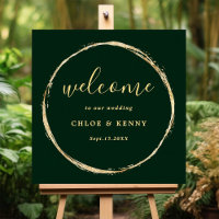 Forest Green Rustic Gold Circle Wedding Welcome
