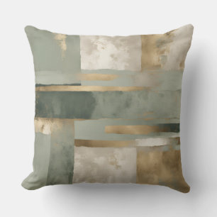 Forest Green Sage Gold Beige Plaid Cushion