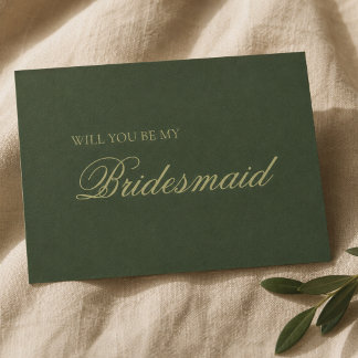 Forest Green & Sage Modern Bridesmaid Proposal Card