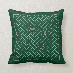 Forest Green Silver Grey Celtic Knot Cushion