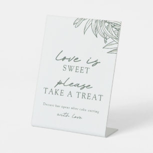 Forest Green Simple Botanical Love Is Sweet Pedestal Sign