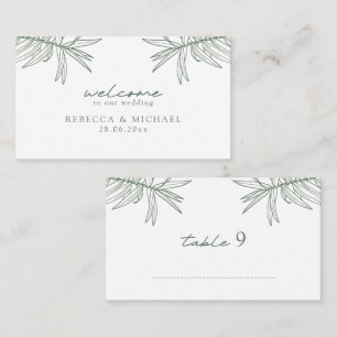 Forest Green Simple Hand Drawn Botanical  Place Card