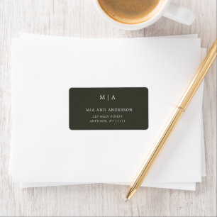 Forest Green Simple Monogram Return Address Label
