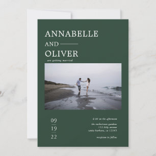 Forest Green Simple Photo Wedding Invitation