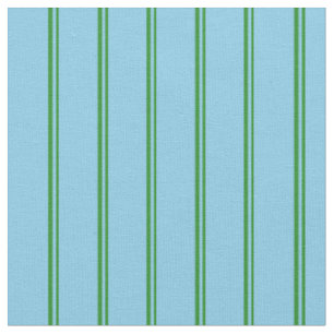 Forest Green & Sky Blue Coloured Stripes Pattern Fabric