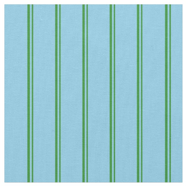Forest Green & Sky Blue Coloured Stripes Pattern Fabric (Close Up)