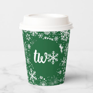 Forest Green Snowflake TWO Paper Cup