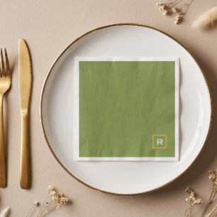Forest Green Solid Colour Classic Plain Initial Napkin