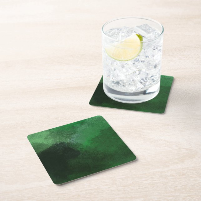 forest green  square paper coaster (Insitu)