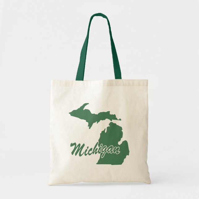 Forest Green State Michigan Tote Bag (Front)