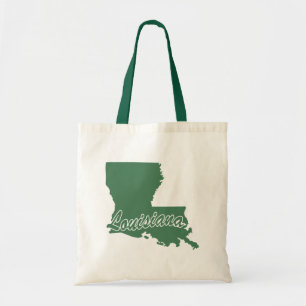 Forest Green State Of Louisiana Shape Tote Bag
