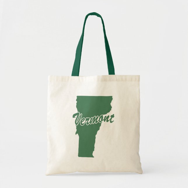 Forest Green State Of Vermont Shape Tote Bag (Front)