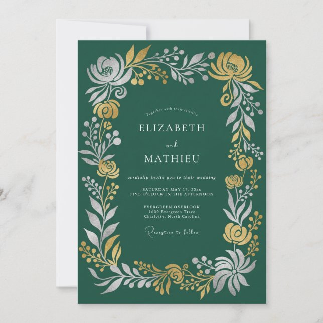 Forest Green Stately Winter Wedding Invitation (Front)