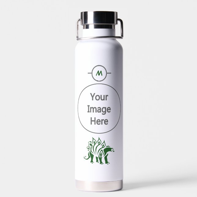 Forest Green Stegosaurus Spiked  Dinosaur  Water Bottle (Back)