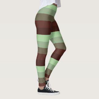 Forest green stripe pattern Leggings