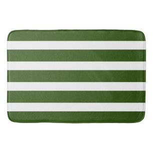 Forest Green Stripes Bath Mat