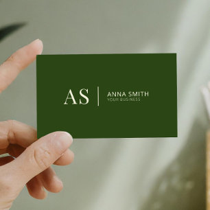 Forest Green Stylish Monogram Modern Business Card