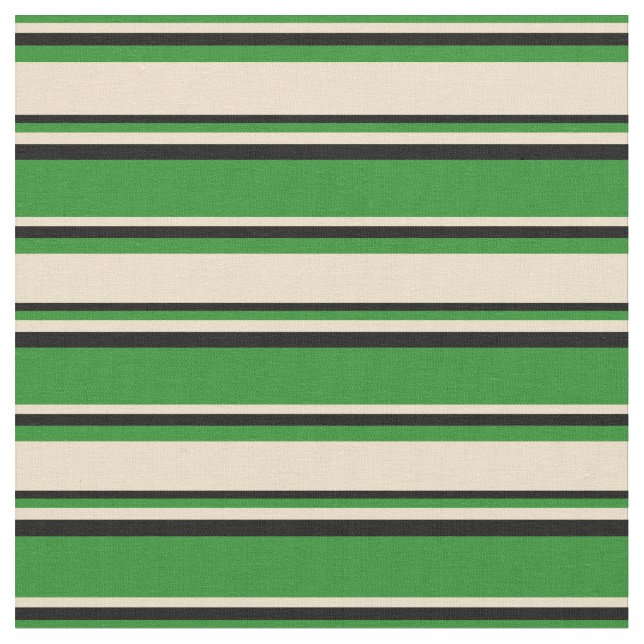 Forest Green, Tan, and Black Coloured Lines Fabric (Close Up)