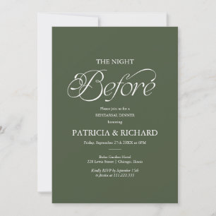 Forest Green The Night Before Rehearsal Dinner  Invitation