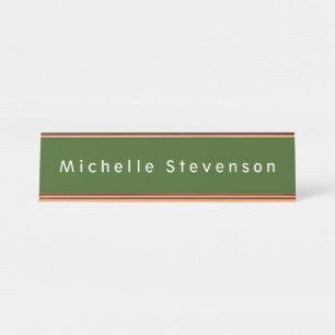 Forest Green Trendy Modern Professional Desk Name Plate