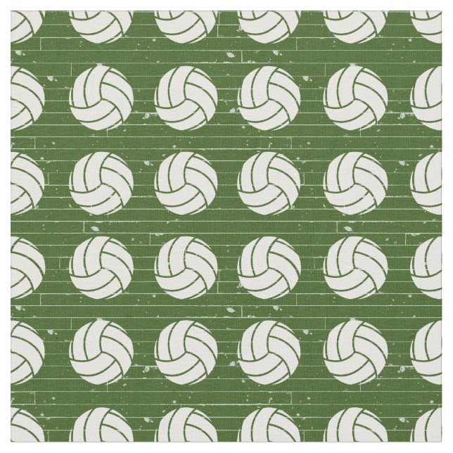 Forest Green Volleyball Wood Floor Patterned Fabric (Close Up)