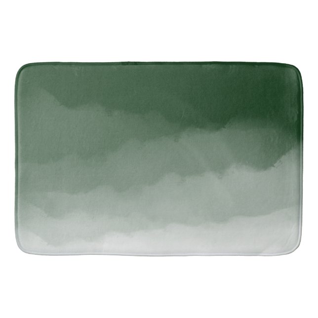 Forest Green Watercolor Ombre (green/white) Bath Mat (Front)