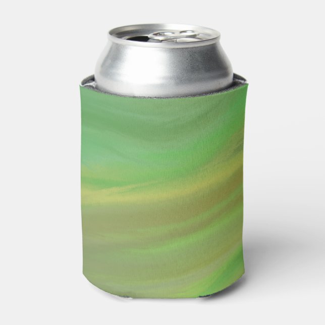 Forest Green Wave Fluid Marble Can Cooler (Can Front)