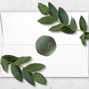 Forest Green Wax Seal Wedding Monogram Sticker