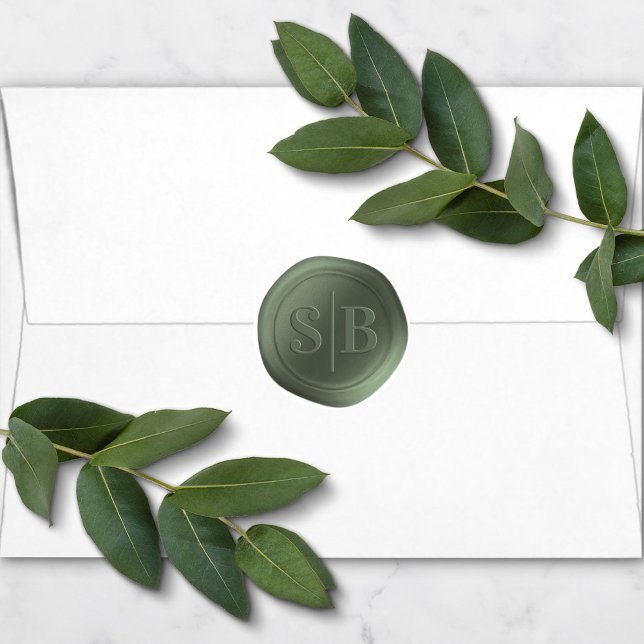 Forest Green Wax Seal Wedding Monogram Sticker (Creator Uploaded)