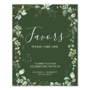 Forest Green Wedding Favours Sign