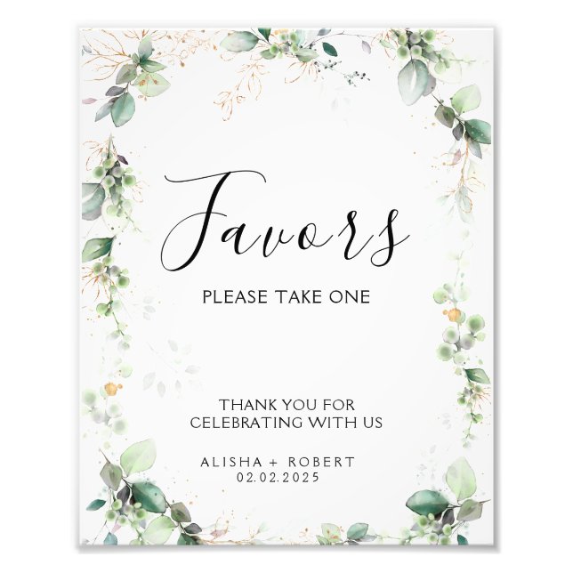 Forest Green Wedding Favours Sign (Front)