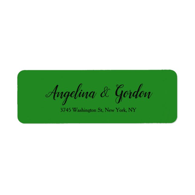 Forest Green Wedding Professional Elegant Return Address Label (Front)