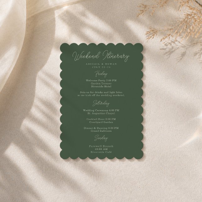 Forest Green Wedding Weekend Itinerary Card (Creator Uploaded)