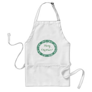 Forest Green White Christmas Wreath to Customise Standard Apron