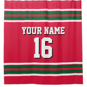Forest Green White Stripes Sports Jersey Shower Curtain
