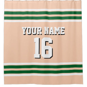 Forest Green White Stripes Sports Jersey Shower Curtain