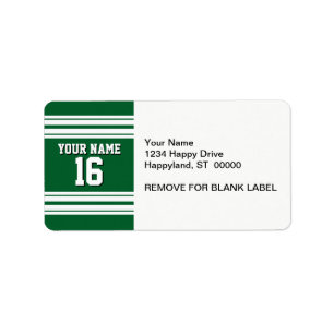 Forest Green White Team Jersey Custom Number Name Label