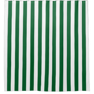 Forest Green White Vertical Stripe NL #0 Shower Curtain