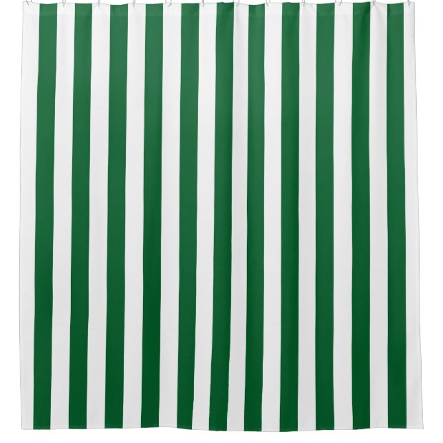 Forest Green White Vertical Stripe NL #0 Shower Curtain (Front)