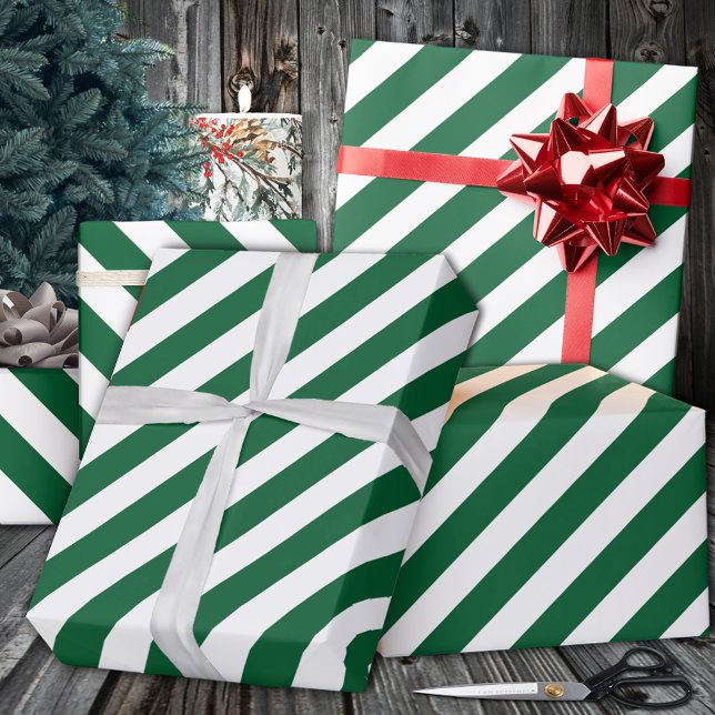 Forest Green Wide Stripe Holiday Wrapping Paper (Forest Green Wide Stripe Holiday Wrapping Paper in 6 and 15 foot 30 Inch Width Rolls.)