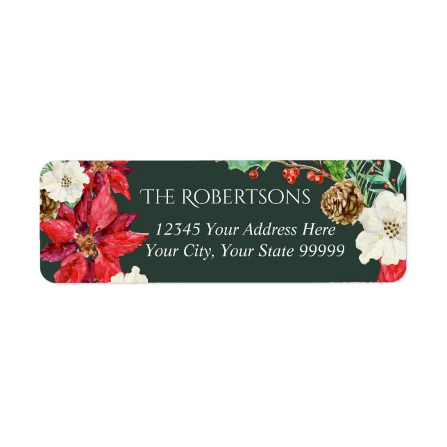 Forest Green Winter Floral | Return Address Label (Front)