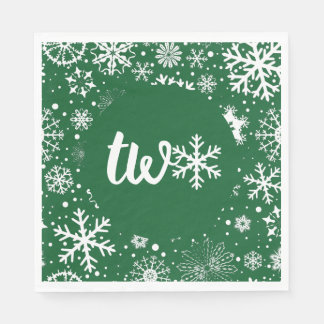 Forest Green Winter Second Birthday Snowflake Napkin