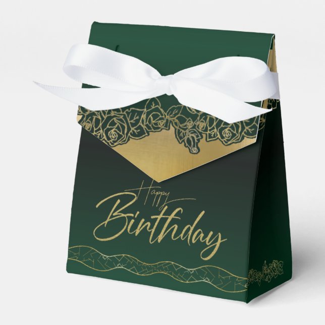 forest green with elegant roses to fulfill favour box (Front Side)