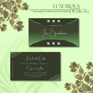 Forest Green with Silver Decor Sparkling Diamonds Business Card